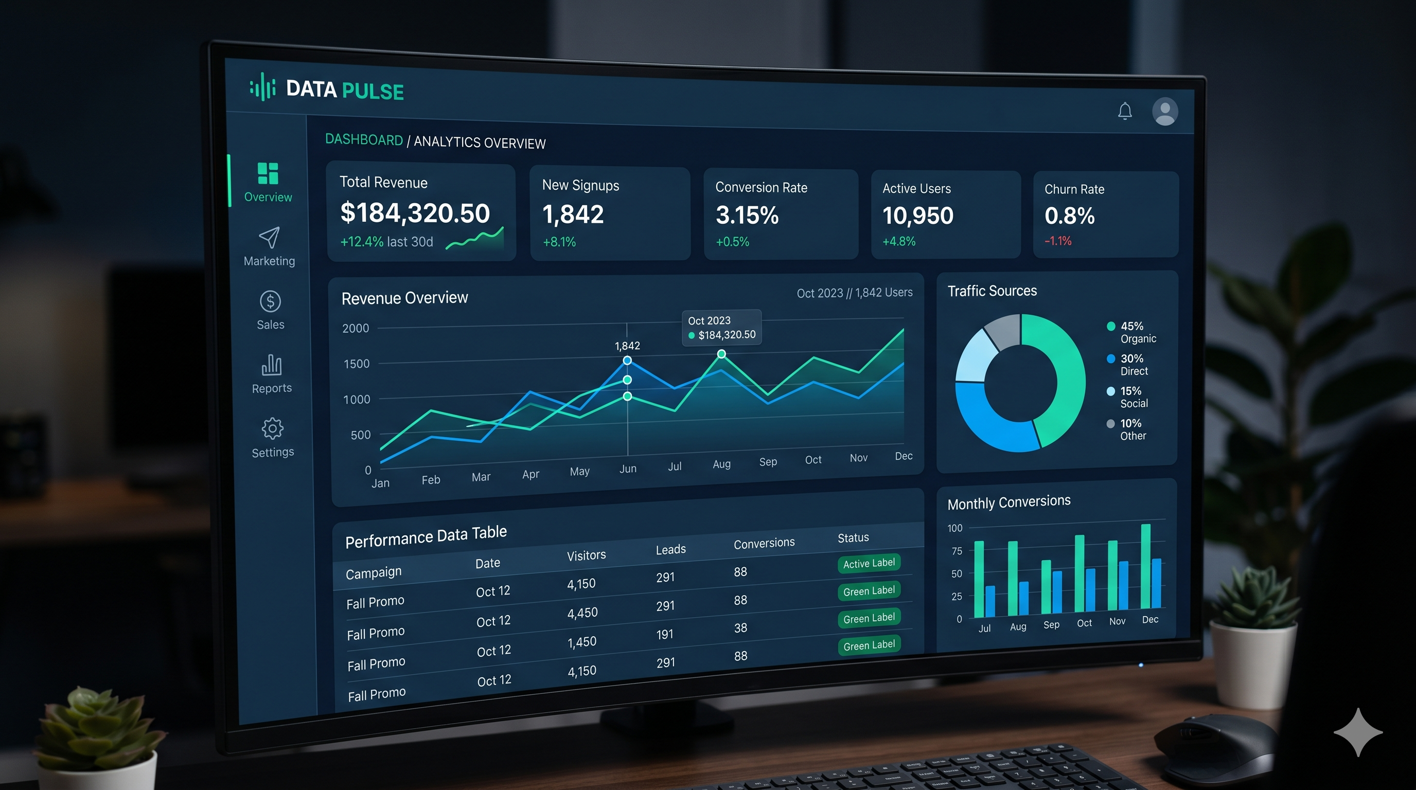 Modern software dashboard on a laptop screen